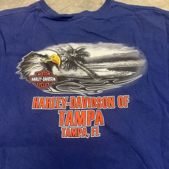 2013 Harley Davidson Tampa Bay Florida DBL Sided Size 2XL Blue Short SLV Tee - Picture 6 of 8